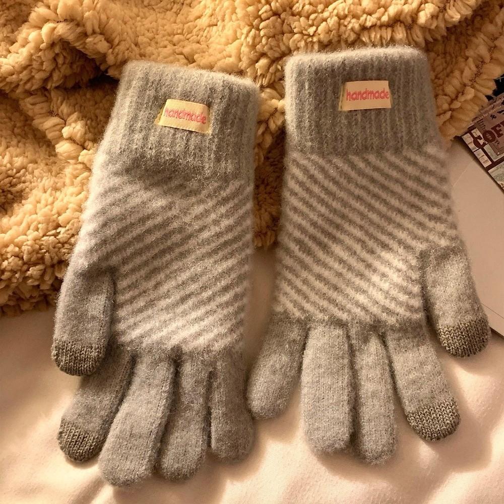 One Size Winter Touch Screen Gloves Polyester Thick Fleece Lined Gloves For Student