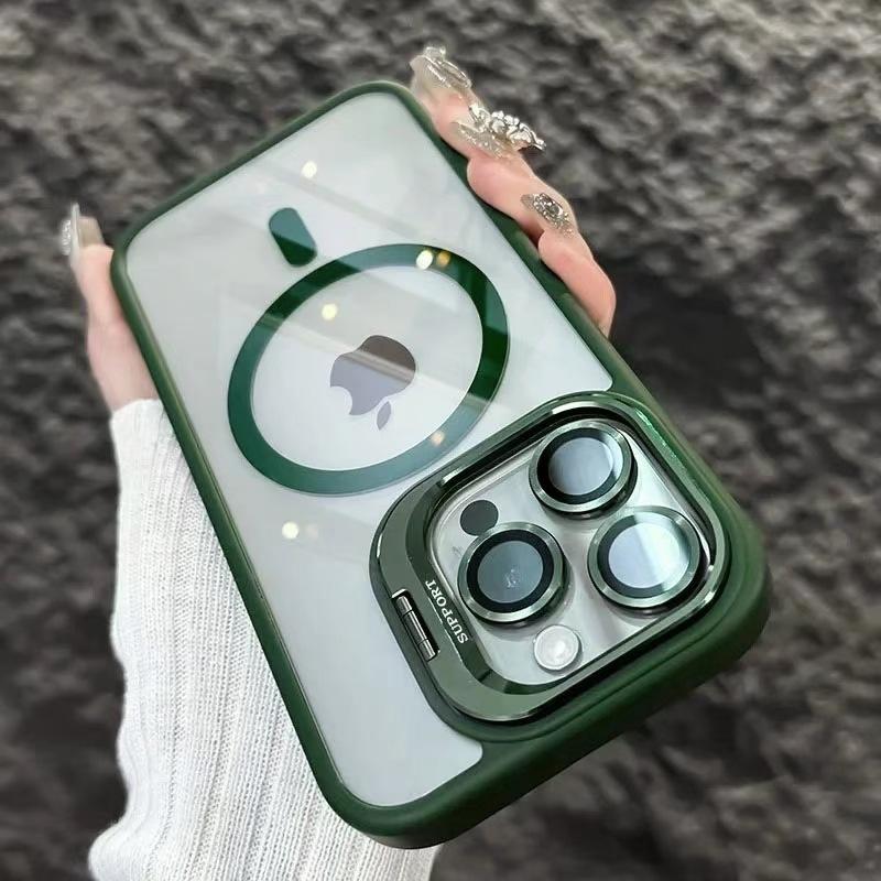 Применимо к чехлу для мобильного телефона iPhone16PRO, магнитный держатель для объектива, прозрачный твердый чехол из акрила Apple 17/14, противоударный.