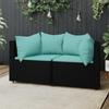 VidaXL Garden Corner Sofas and Cushions 2pcs Black Wicker, Sofa, Garden Sofa, Sectional Corner Sofa, 319806