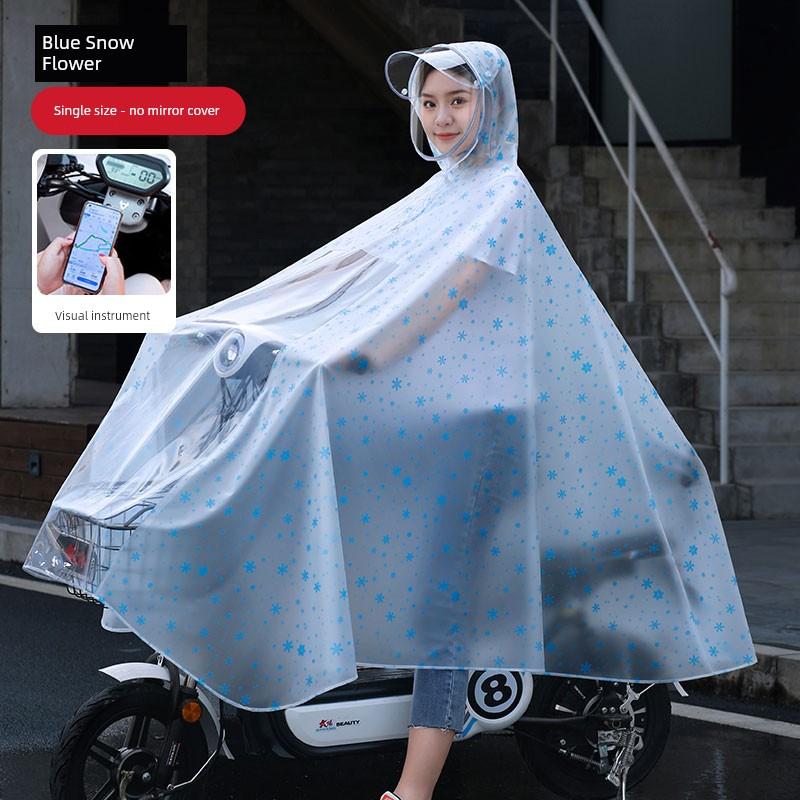 Electric Scooter Raincoat for Women, Single-Person Transparent Full-Body Rain Protection Against Heavy Rain, 2022 New Model Bicycle Riding Poncho