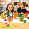 Learning Toys Food Play Set for Toddlers Cutting Fruit & Vegetables Pretend Play Kitchen Color Sorting Toy for Kids Boys Girls