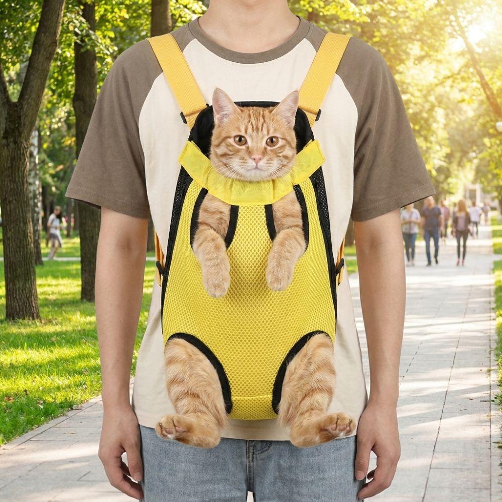 Double Shoulder Dog Front Carrier Breathable Mesh Dog Carrying Bag Pet Outdoor Backpack Camping