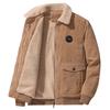 Corduroy Winter Fleece Large Fluffy Loose Solid Stylish Men's Jacket, Size, Fleece-Lined, Lambswool, Fit, Color, Windproof, Cold-Proof,