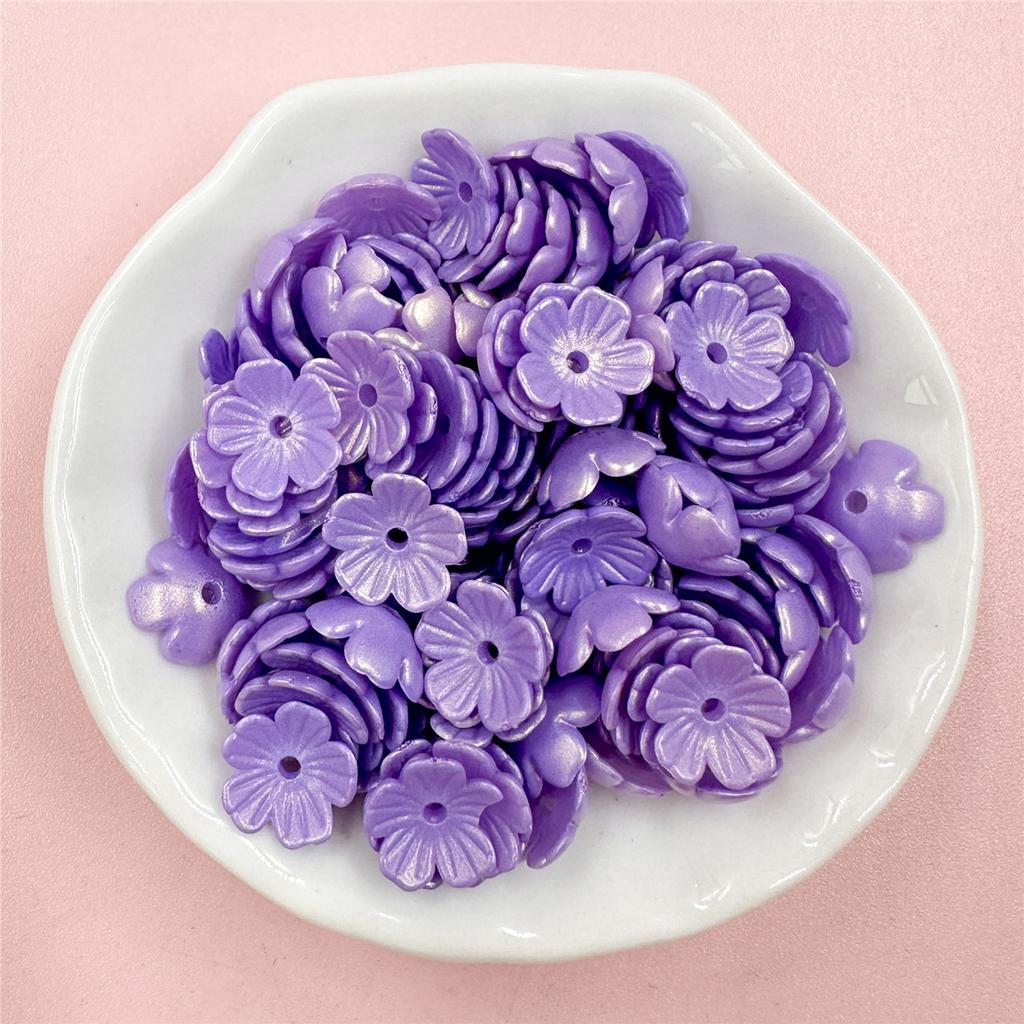 Home Party Supplies 80Pcs Handmade Materials Five-petal Flower Colored 10.5mm Acrylic Fashion Beads Earrings Materials DIY Jewelry Making Hairclip