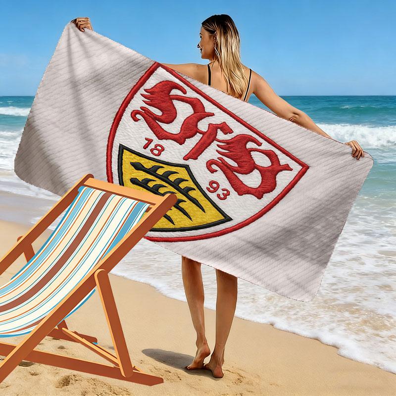 Пляжное полотенце с принтом VfB Stuttgart, большое, мягкое, быстросохнущее, для пляжа, кемпинга, плавания