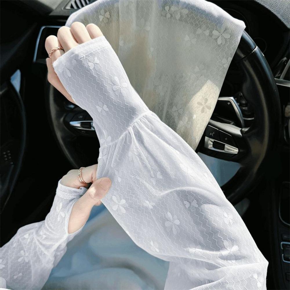 Lace Sunscreen Sleeve Loose Ice Silk Cooling Arm Sleeve Fashion Lace Arm Sleeves  Spring Summer