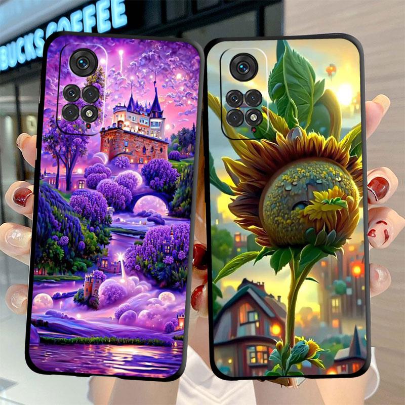 Чехол с цветком розовый для Xiaomi Redmi Note 11 10 9S 9 K40 Pro 7 8 9A 9C 8T 9T 10C 10Pro силиконовый чехол для телефона