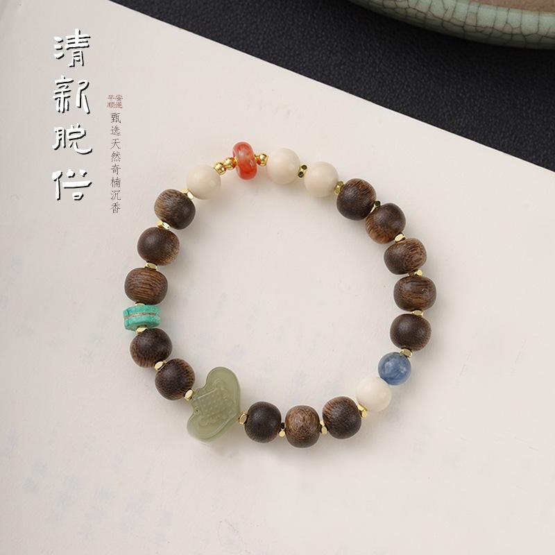 Yingge Green Qinan , Versatile Style, White Jade Bodhi, Blue Stone Accessories, Women's Bracelet