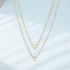 Women Necklace Solid Color Polished Double-layer Letter Shape Anti-deformed Lady Pendant Gift