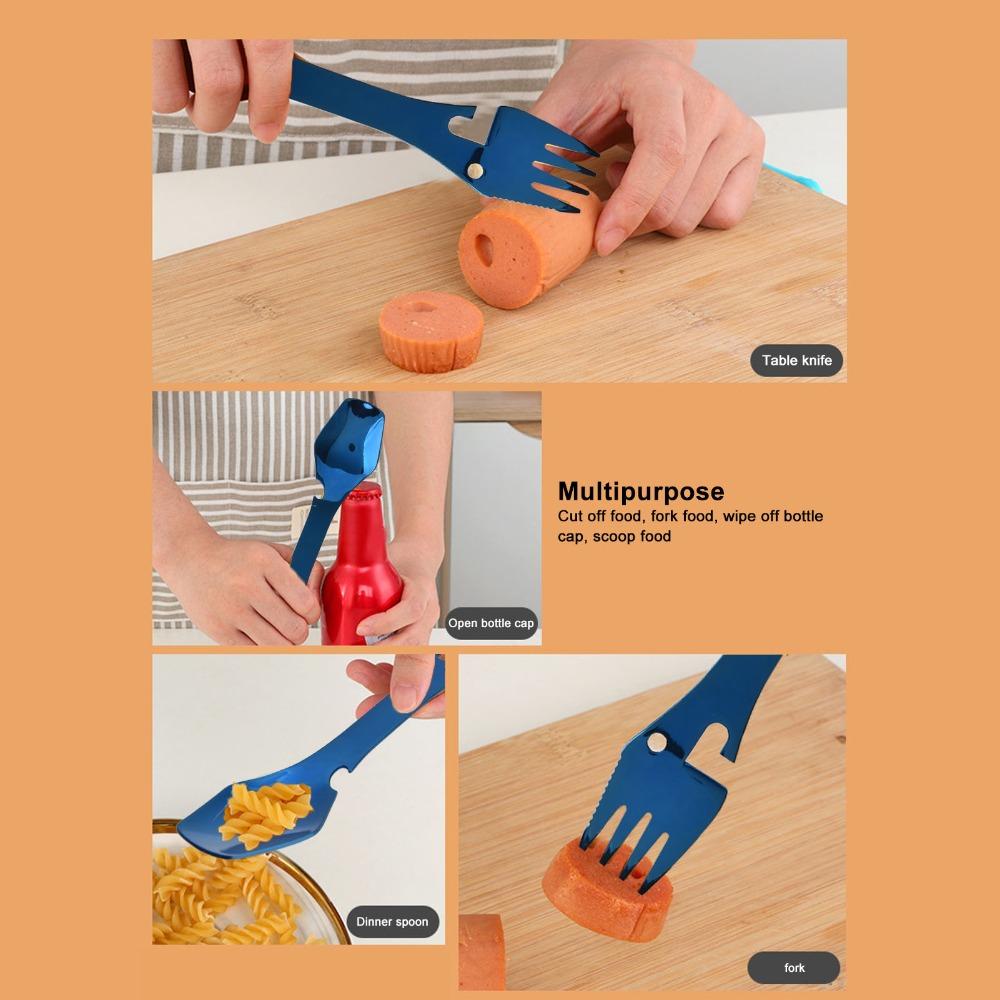 Stainless Steel Spork Fork Spoon Premium Blades Wrench Bottle Opener Wrench Picnic