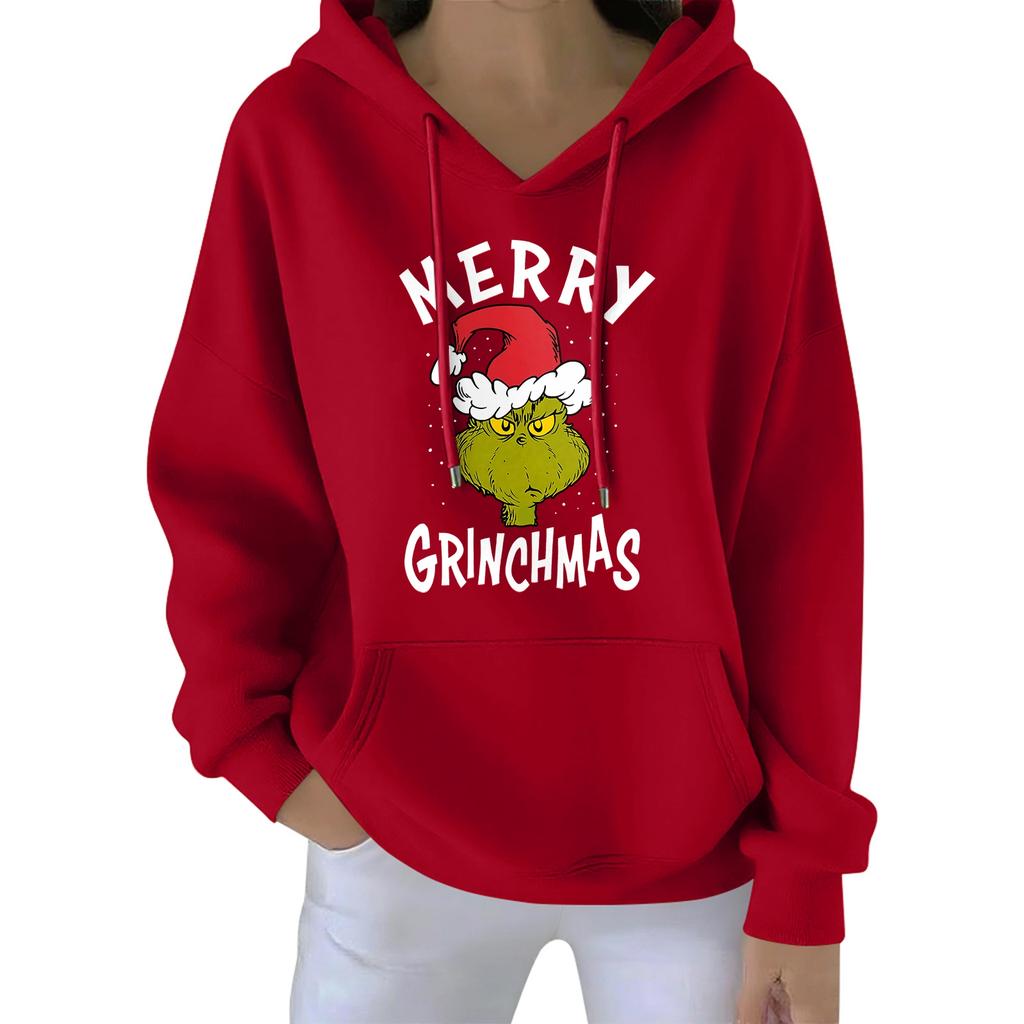 Women's Christmas Hoodie Funny Cute Christmas Holiday Sweatshirt Pullover