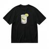 Men's Breathable Classic T-Shirt Citrus Drink Minimalist Design Tee Black Cotton