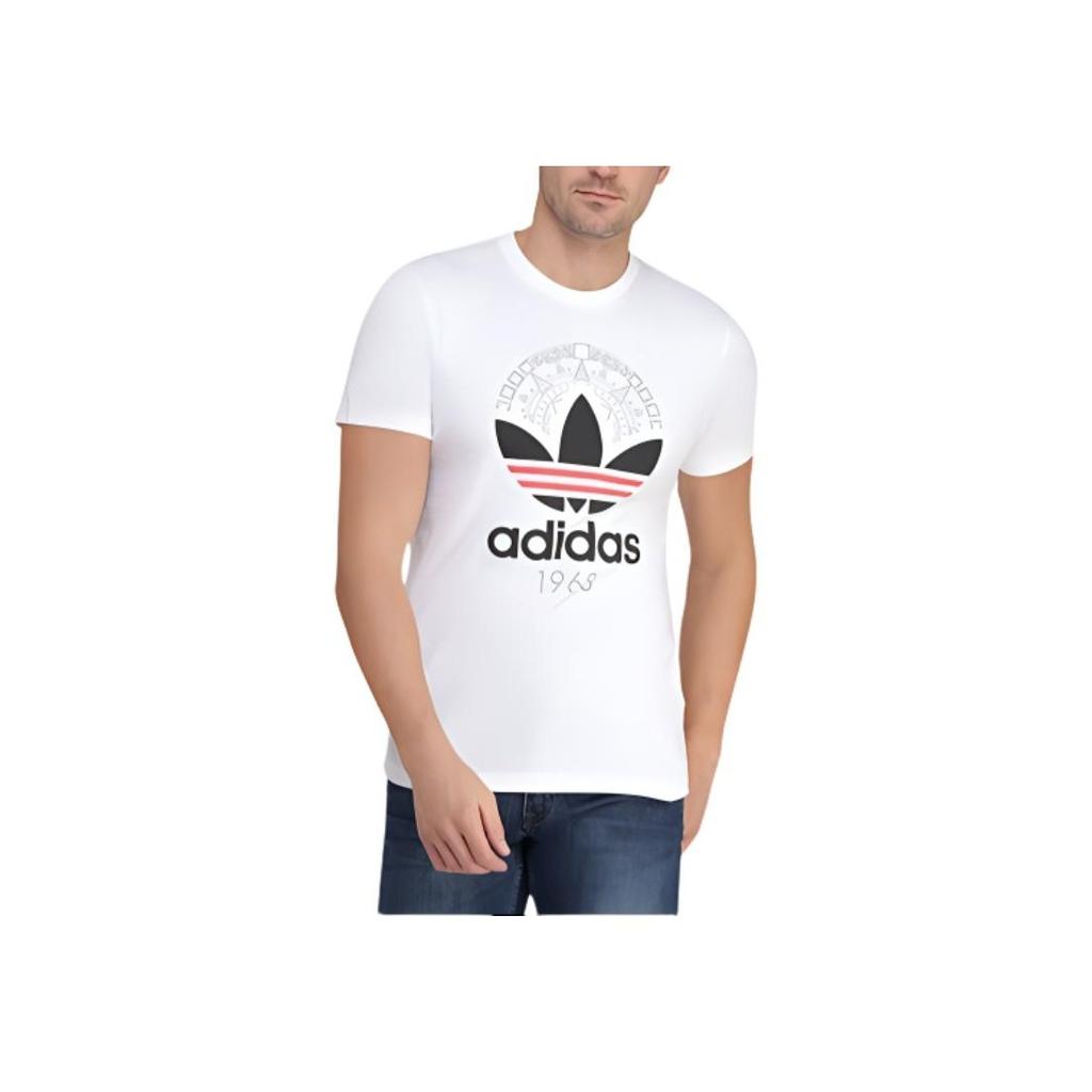 adidas Оригинальная футболка с трилистником, повседневная спортивная футболка с коротким рукавом, мужские топы, белые CD6827