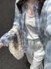 Korean Plaid Cotton Sun Protection Shirt - Women’s Loose Long Sleeve Casual Spring/Summer Top