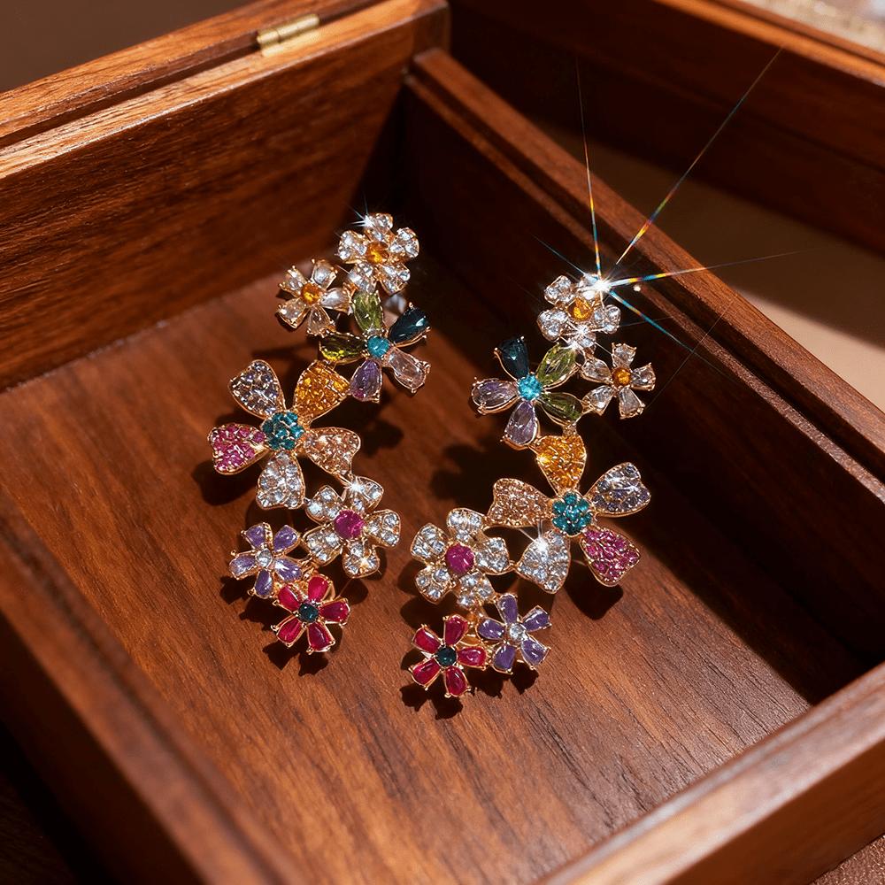 Элегантные серьги-пусеты с цветочным дизайном для женщин, изящные разноцветные цветы, идеальный подарок на дни рождения, юбилеи, особые случаи