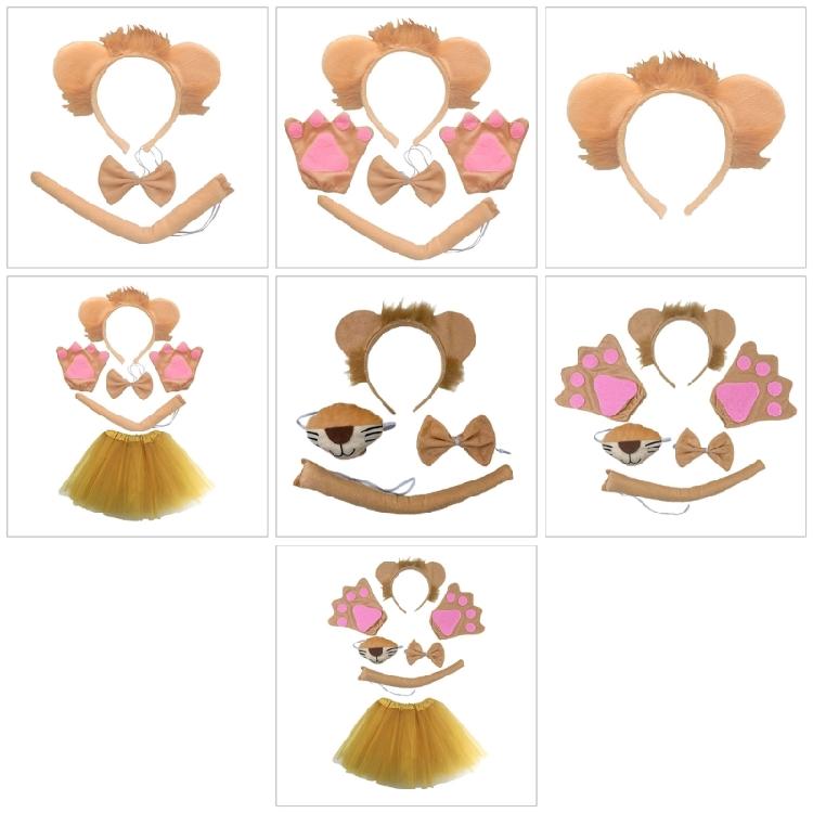 Animal Cosplay Costumes Lions Dress up Hairband Tail Skirt Bowtie and Gloves