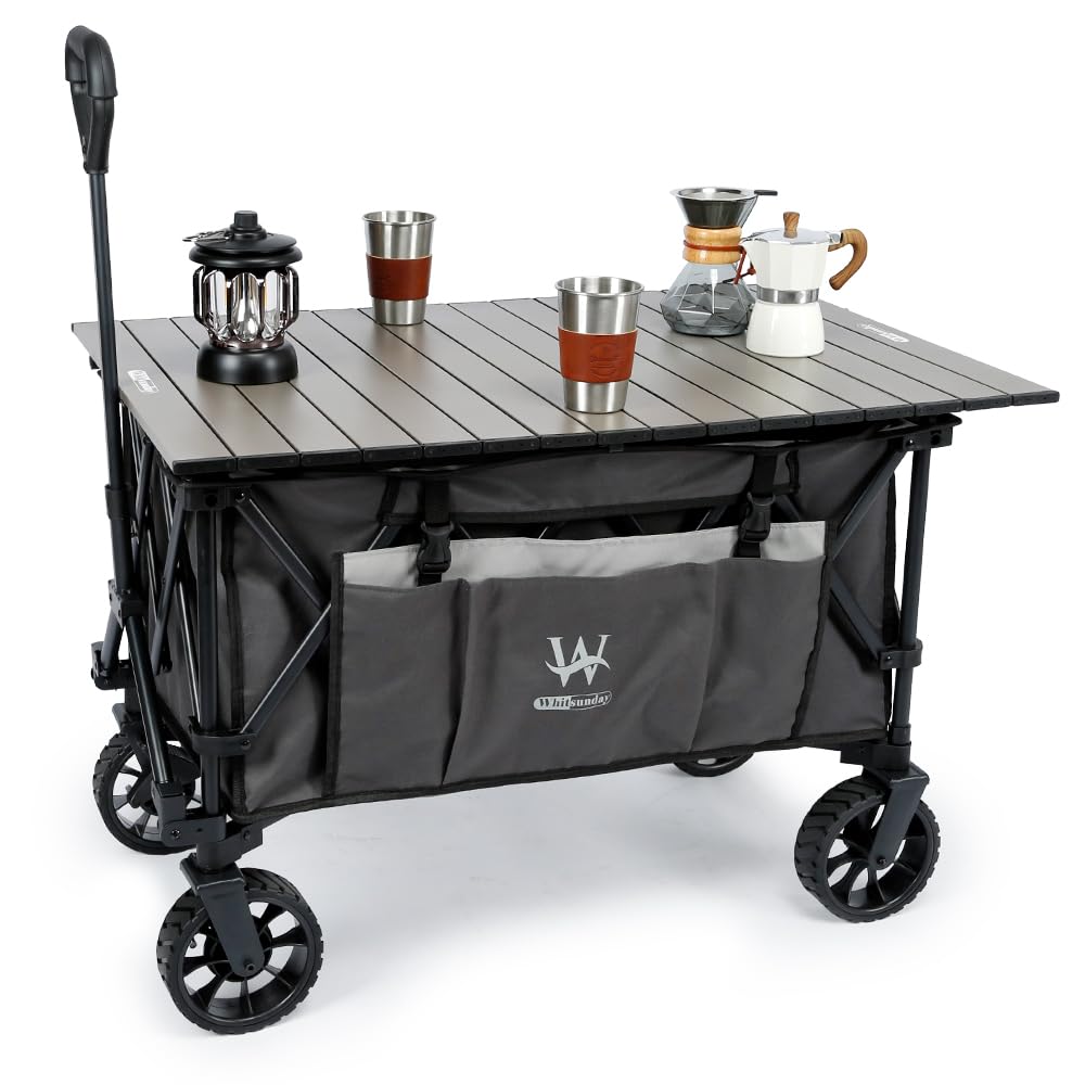 Foldable Utility Camp Park Wagon Cart with Aluminum Table Plate Yes Color -