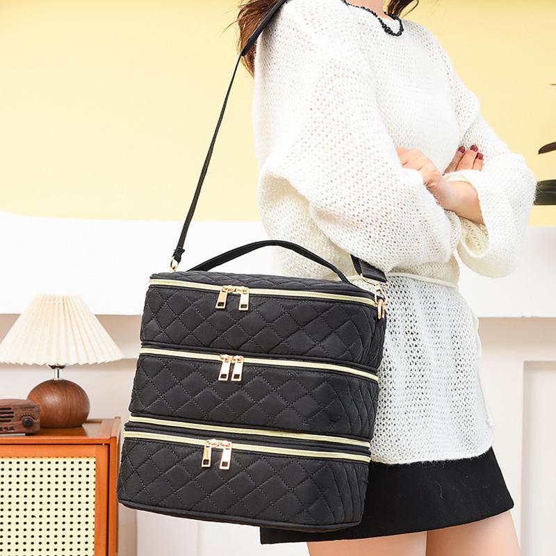 3 Layer Nail Polish Storage Bag Cosmetic Bag Portable Handbag for Women Travel Essential Oil Bag Nail Care Tool Storage Box
