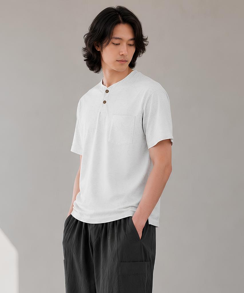 CUSTOMUS Мужская футболка-henley с коротким рукавом и воротником-стойкой Cxs26Mkrt502 Серый