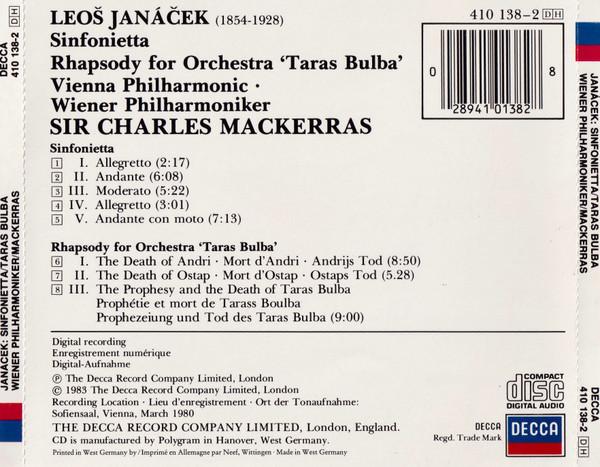 CD ВЕНСКИЙ ФИЛГАРМОНИЧЕСКИЙ ОРКЕСТР СЕР ЧАРЛЬЗ Леош Яначек Симфониетта Тарас 4101382 DECCA 1983 Европа Классика Б/у