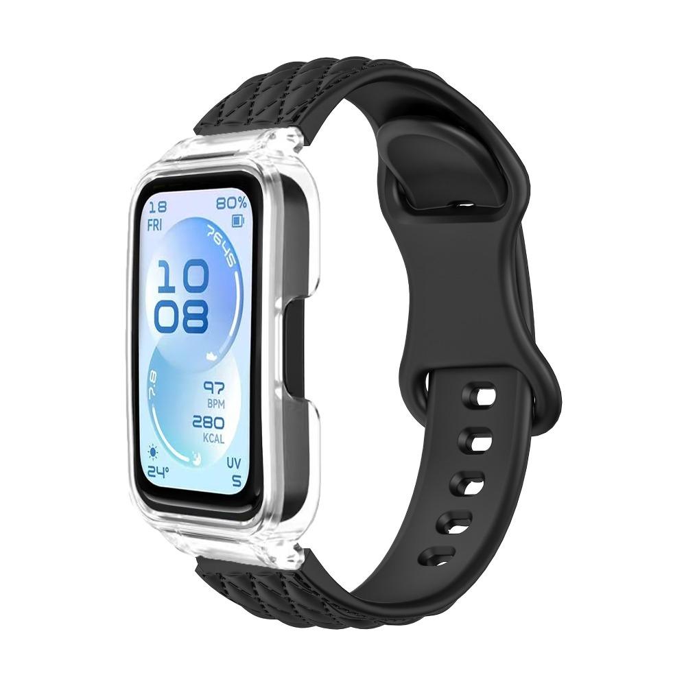 Микроволновый узор Однотонный ремешок + ПК-чехол для Huawei Band 11/11pro Мягкий силиконовый спортивный ремешок для часов для Huawei Band 11/11pro