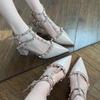 Temperament Wind! Rivet Sandals Spring Thick Heel Pointed High Heels Women's Hollow Nude Single Shoes