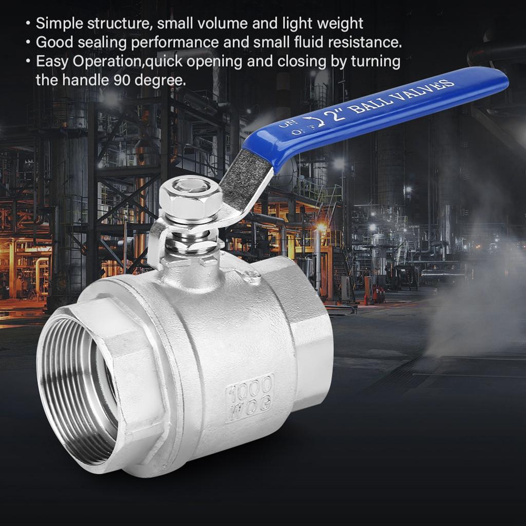 Шаровой кран из нержавеющей стали 304 с двумя частями, полнопроходной, с внутренней резьбой, 2" DN50 1000 WOG