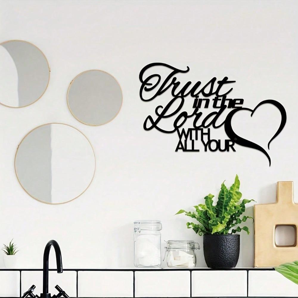 ""Trust In The Lord With All Your Heart" with Heart Shape Minimalist Metal Wall Art - Modern Home Decor for Bedroom, Living Room, or Bathroom.