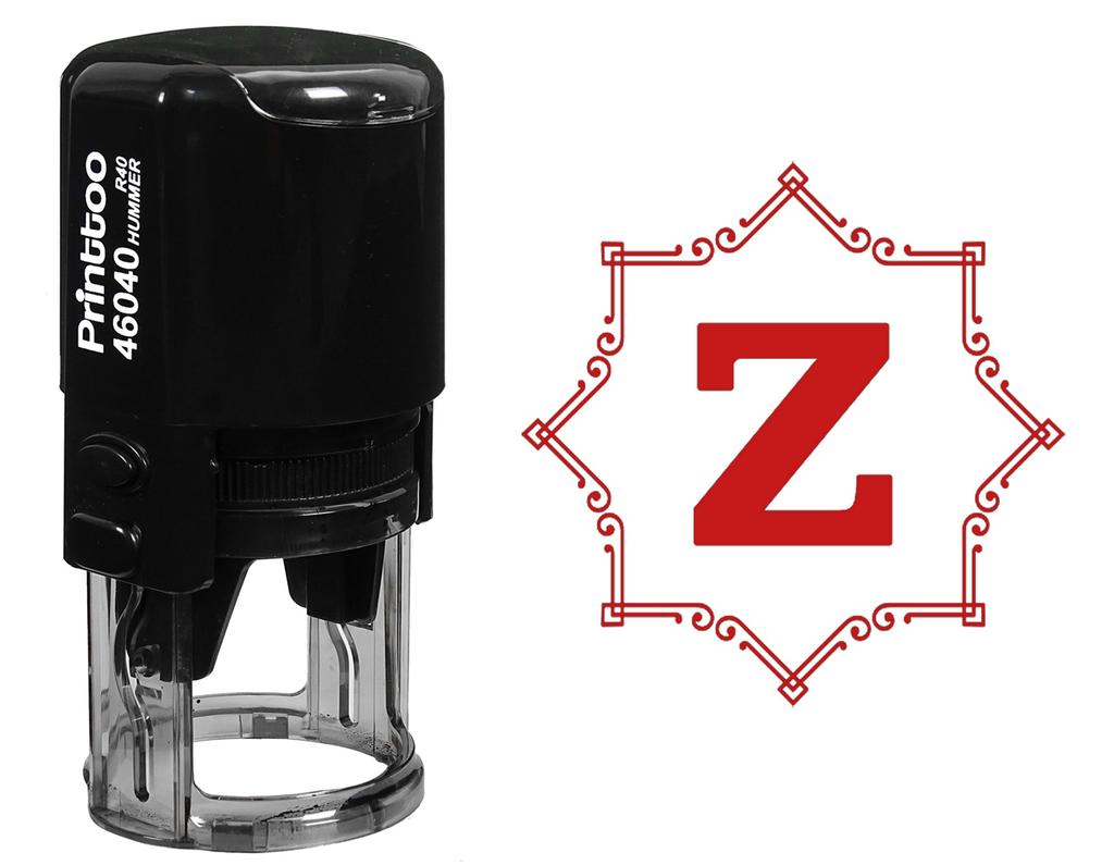 Printtoo Self Inking Rubber Stamp Octagon Celtic Swirl Frame Alphabet Z Monogram Initial R-40 Office