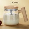 Automatic Self-Stirring Coffee Mug with Wooden Handle One-Key Start Electric High-Speed Stirring Cup with Lid