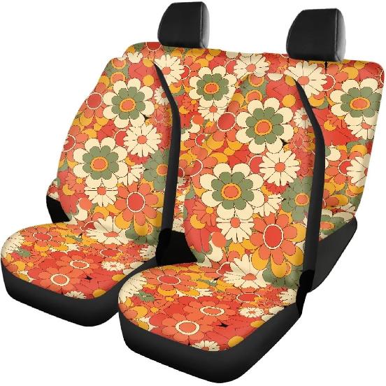 Чехлы на автомобильные сиденья с принтом коричневой коровы, 4 шт., Чехлы на передние и заднее сиденья автомобиля, Универсальные эластичные подушки на сиденья автомобиля, Защита салона автомобиля