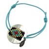 [P4279] - Ethnic Steel Bracelet 'Navajos' Turquoise Silver