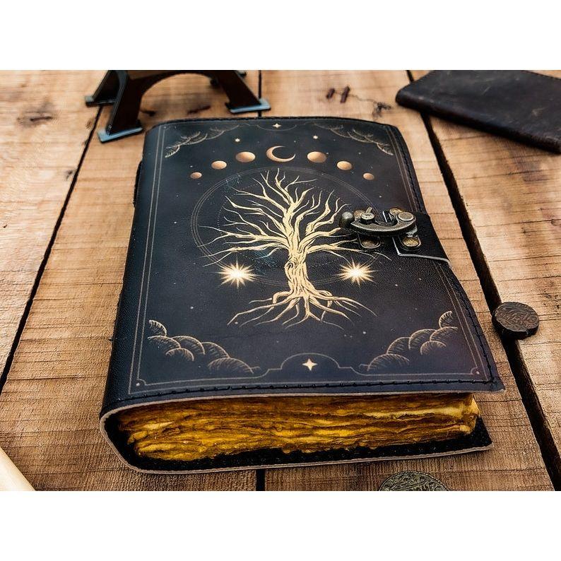 Leather Journal Tree of Life - Genuine Leather Notebooks For Women - Beautiful Journal For Sketches Book Traveling Book Blank Spell Book