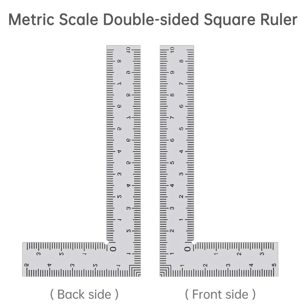 Stainless Steel 1.2mm L Shaped Ruler Dual Scale Multi Size Heavy Duty Woodworking Decoration Engineering