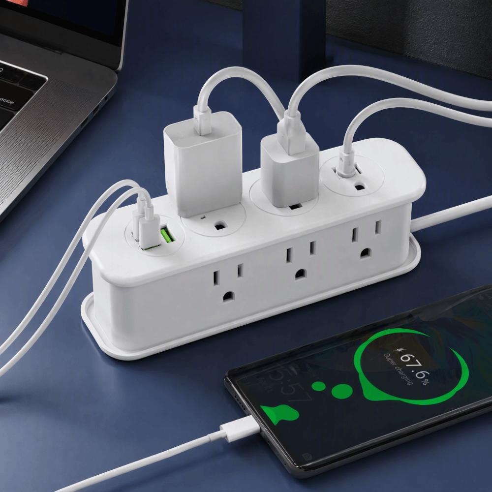 21 Holes Travel Power Strip 6 Outlet Power Strip with USB Compact Extension Cord Canada