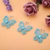 24pcs Sheer Mesh Wire Glitter Butterfly Wedding Party Clothing Decoration DIY Supplies Blue