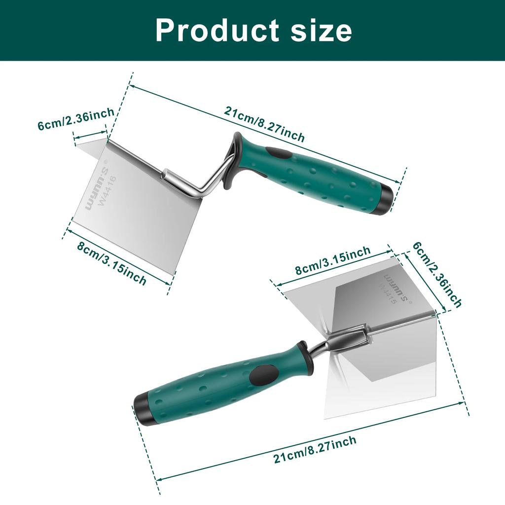 2Pcs Drywall Corner Tool Steel External Internal Corner Trowel Drywall Finishing Plaster Scraping Decals Patch Construction Tool