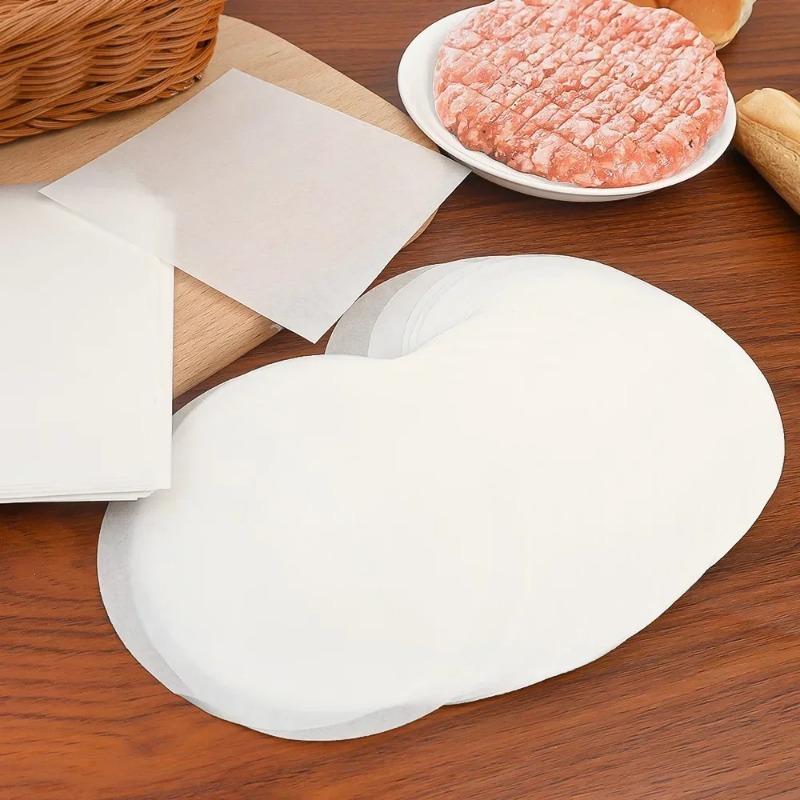 50/100/200/500PCS Disposable Hamburger Patty Separation Pads 11cm Round Hamburger Food Pads Paper Non-stick Oil Paper Baking Paper