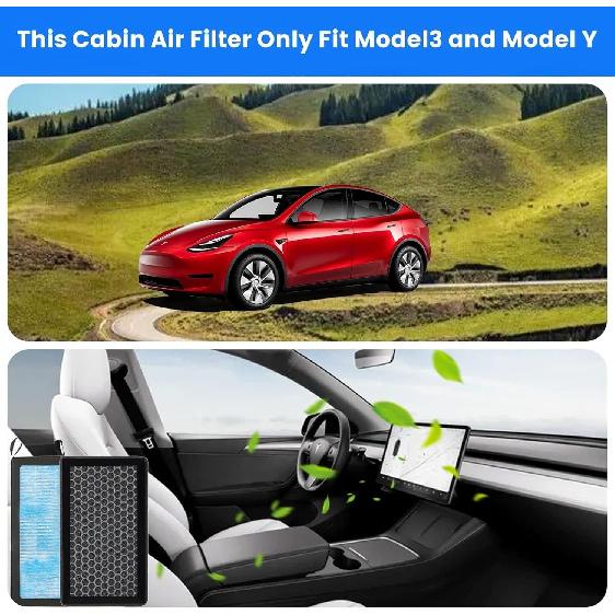 2 шт. Для Tesla Model 3 Y Juniper Highland 2025-2020 2026 Воздушный фильтр Кондиционер Салонный Угольный Замена Кондиционирования
