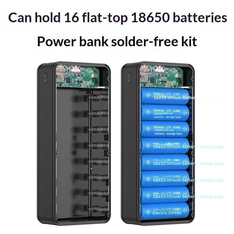 P12 12pcs 18650 Battery Power Bank Case Shell Diy Dual Usb Type C 10W 22.5W 15W Wireless Charging Battery Not Included For Phone