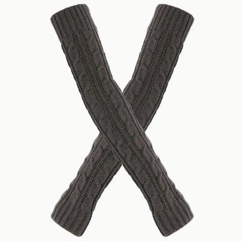 1 пара длинных вязаных унисекс перчаток с полупальцами для женщин и девочек, осенне-зимние, однотонные, теплые варежки до локтя