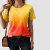 Fashion Women Gradient Color Print T Shirt Funny Casual O-neck Short Sleeves T-shirt Summer Female Tee Shirt