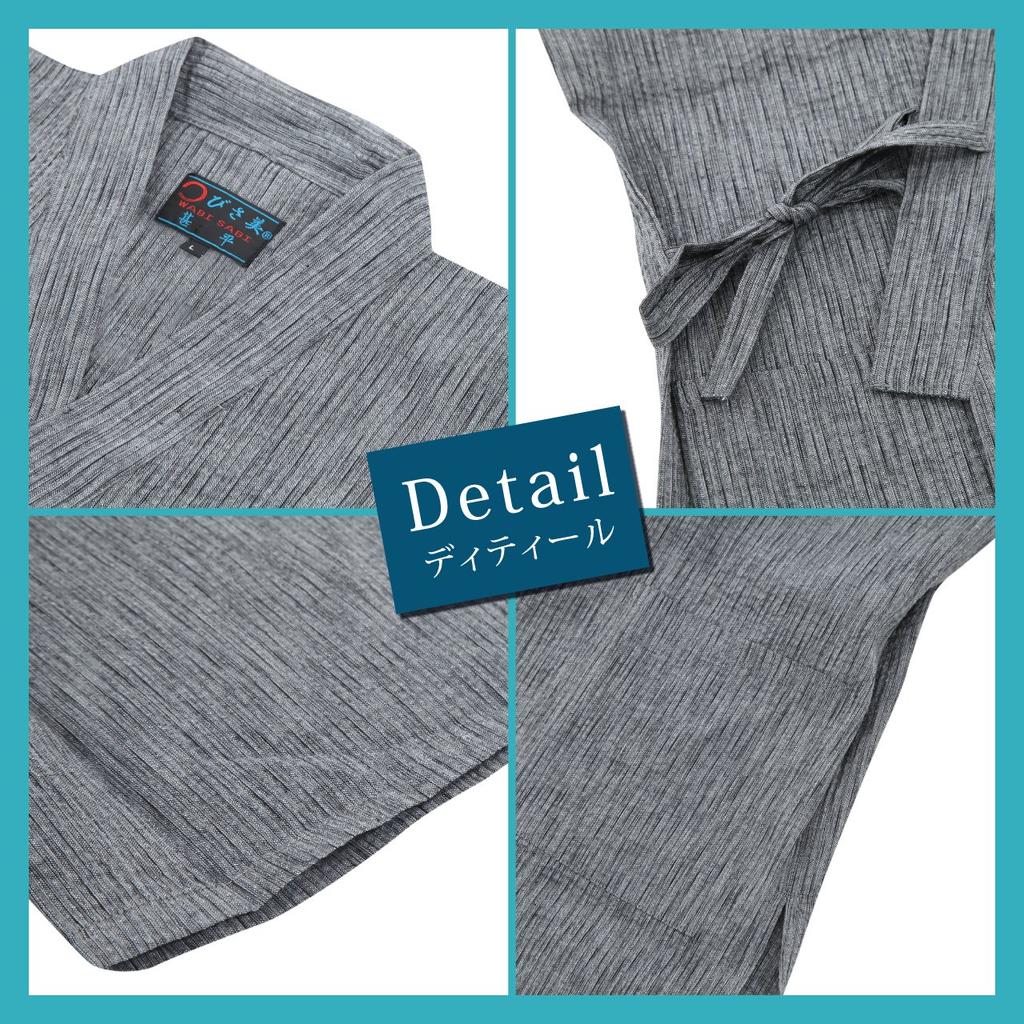 Мужской джинбэй из ткани шиджира Edoten, Прохладная летняя одежда, 100% хлопок, Оригинальный принт в стиле ретро с золотыми рыбками, Светло-серый, Размер M