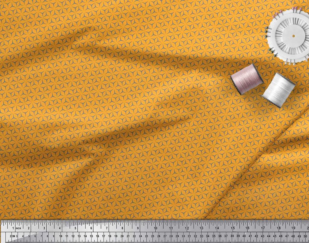Soimoi Japan Crepe Satin Fabric Geometric Small Print Sewing Fabric Metre 42 Inch