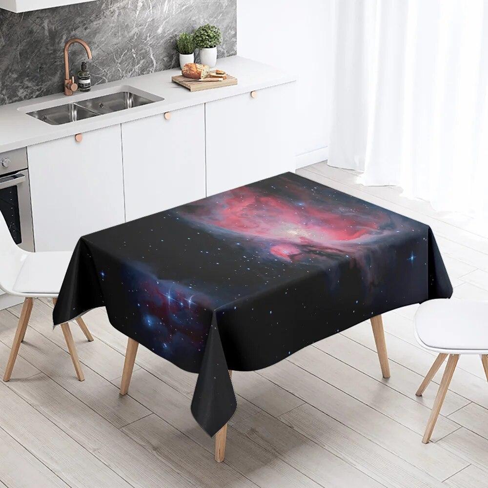 Mysterious Fantasy Space Starry Planet Tablecloth Salon Party Restaurant Decoration Antifouling Waterproof Home Table