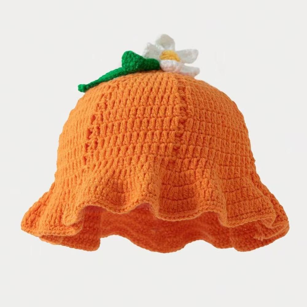 Ruffle Strawberry Knitted Hat Fruit Shaped Crochet Beanie Cap Knit Fisherman Hat Streetwear