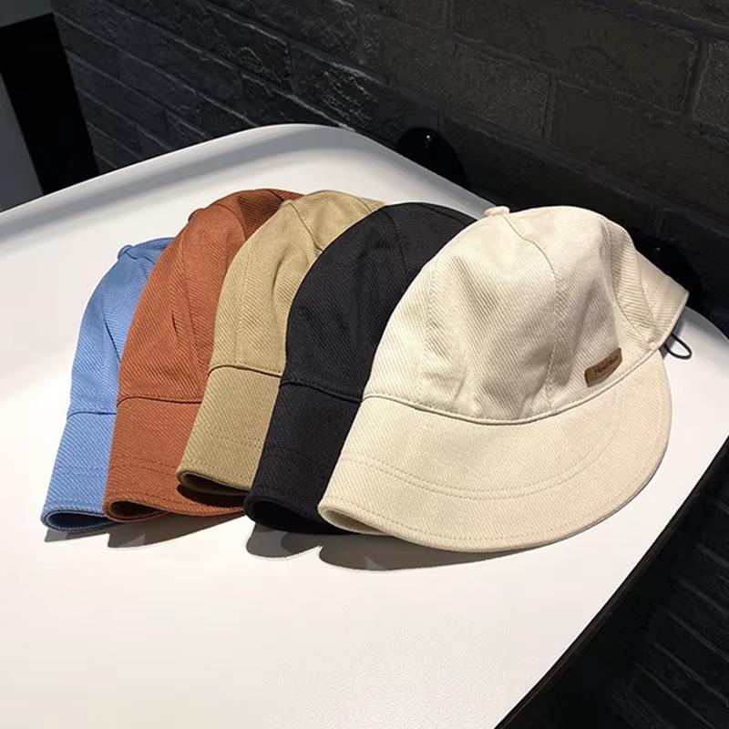 Women Solid Color Sunscreen Bucket Hat JK Korean Wide Brim Fisherman Hats For Lady Female New Drawstring Travel Golf Visors Cap