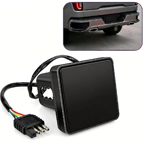 Car LED Trailer Light, 15 LED High-intensity Red Lens Square Brake Lights, Fits 2" Receiver with 4-pin Adapter, Universal Exterior Accessories for