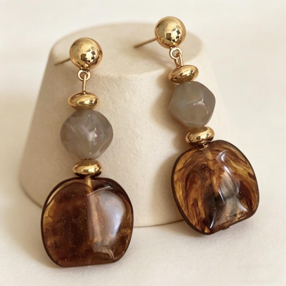 Handmade Women Earrings Acrylic Ear Pendant Vintage Gradient Dangle Earrings Jewelry Accessories