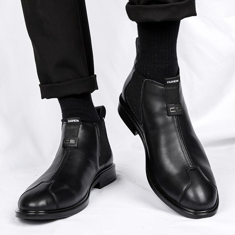 МодаКлассическая мужская обувь Мужские ботинки в стиле ретро Осенние Элегантные Модный дизайн обуви Удобные Мягкие мужские черные ботинки челси